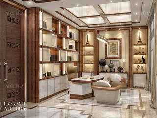 Home office design in luxury villa, Algedra Interior Design Algedra Interior Design Modern Study Room and Home Office