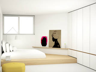 Slaapkamer met inbouwkast Scandinavische stijl, Studio Jonna Klumpenaar Studio Jonna Klumpenaar Chambre scandinave