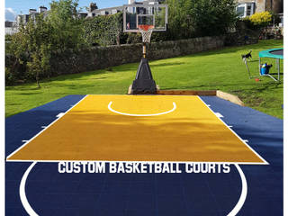 Small Basketball half court, low maintenance garden, Sport Court, Game Courts UK Game Courts UK Vườn phong cách hiện đại