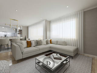 Apartamento Pinhais da Foz , Donna - Exclusividade e Design Donna - Exclusividade e Design Ruang Keluarga Modern