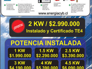 ENERGÍA SOLAR ON GRID , C&B Ingeniería Eléctrica Ñuble Ltda C&B Ingeniería Eléctrica Ñuble Ltda Casas modernas Aluminio/Cinc