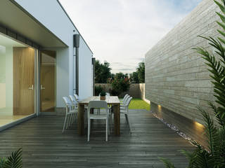 CASA JM, STUDIO TRES STUDIO TRES Modern balcony, veranda & terrace Wood Wood effect