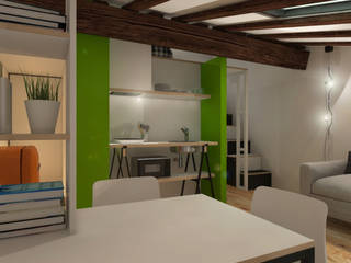 Sottotetto in montagna, ibedi laboratorio di architettura ibedi laboratorio di architettura Dining room لکڑی Green