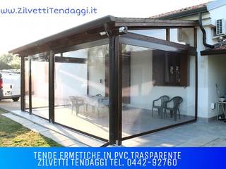 Chiusura tettoia in legno con tende in pvc trasparente , Zilvetti Tendaggi Zilvetti Tendaggi