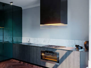 Apartment in Central Paris (Part II), VisEngine Digital Solutions VisEngine Digital Solutions Modern kitchen Turquoise