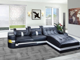 Naos angolare - Divano moderno angolare, DIVANOVA DIVANOVA Modern living room Leather Grey