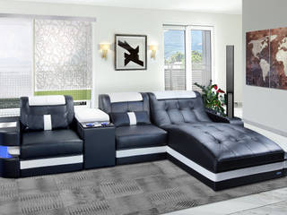 Naos angolare - Divano moderno angolare, DIVANOVA DIVANOVA Modern living room Leather Grey