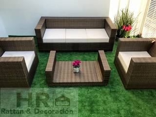 Sala Verona, Hr Rattan y Decoración Hr Rattan y Decoración Balcones y terrazas de estilo moderno Ratán/Mimbre Turquesa