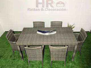 Comedor Turín, Hr Rattan y Decoración Hr Rattan y Decoración Hiên, sân thượng phong cách hiện đại Mây / đan lát Turquoise