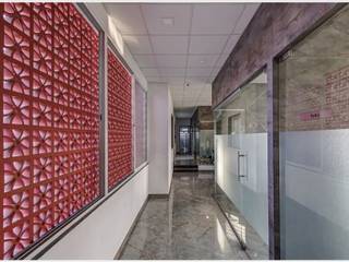 Brick jali for passage Spacemekk Designers p.LTD Commercial spaces Stone Office buildings