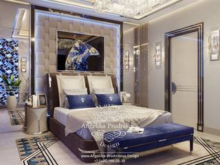 Дизайн-проект интерьера спальни в стиле ар-деко в ЖК "Симфония набережных", Дизайн-студия элитных интерьеров Анжелики Прудниковой Дизайн-студия элитных интерьеров Анжелики Прудниковой Modern Bedroom