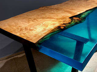 Baum Blue Epoksi Masa, Baum Luxury Baum Luxury Modern dining room Wood Wood effect