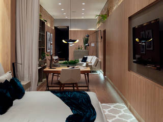 Suite Conceito Sheraton - Casa Cor RS 2019, Bibiana Menegaz - Arquitetura de Atmosfera Bibiana Menegaz - Arquitetura de Atmosfera Modern style bedroom