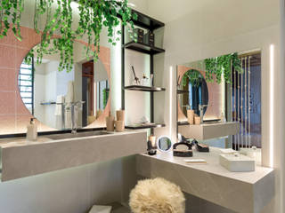 Banheiro das irmãs influenciadoras - Mostra Morar Mais POA, Bibiana Menegaz - Arquitetura de Atmosfera Bibiana Menegaz - Arquitetura de Atmosfera Modern bathroom