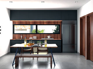 Moderna cocina con espacio para antecomedor. GLE Arquitectura Cocinas a medida