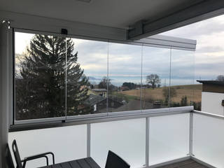 Seitlicher Windschutz - Schiebe-Dreh-System für Balkon, Schmidinger Wintergärten, Fenster & Verglasungen Schmidinger Wintergärten, Fenster & Verglasungen Balcony Glass