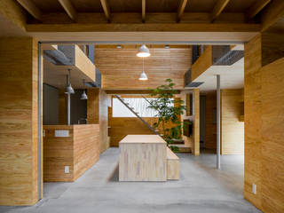 ハコフネ, group-scoop group-scoop Industrial style living room Plywood Wood effect