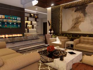 Luxury Villa At Chennai, Aikaa Designs Aikaa Designs Modern living room