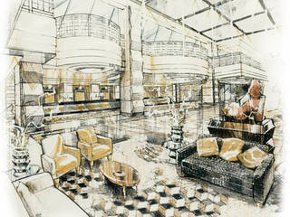 Sheraton Hong Kong Hotel & Towers, John Chan Design Ltd John Chan Design Ltd Modern bars & clubs Amber/Gold