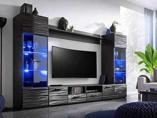 Meblościanki, Meble Minio Meble Minio Modern living room Chipboard Black Cupboards & sideboards