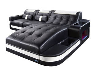 Naos angolare - Divano moderno angolare, DIVANOVA DIVANOVA Ruang Keluarga Modern Kulit Black Sofas & armchairs