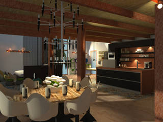 loft, ROSA CARBONE DESIGN ROSA CARBONE DESIGN Sala da pranzo in stile industriale Legno Effetto legno