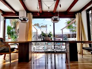 Luxury apartment Ibiza San José , ibizatophouse ibizatophouse Salas de jantar mediterrânicas Madeira Acabamento em madeira