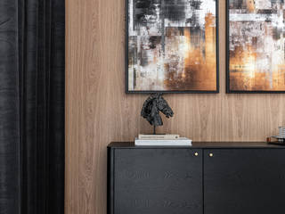 APARTAMENT OLIWSKI PARK - GDAŃSK Anna Serafin Architektura Wnętrz Klasyczny salon Drewno Czarny