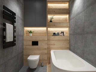 Projekt łazienki, Senkoart Design Senkoart Design Nowoczesna łazienka Ceramiczny O efekcie drewna