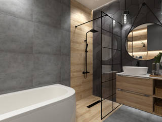 Projekt łazienki, Senkoart Design Senkoart Design Nowoczesna łazienka O efekcie drewna