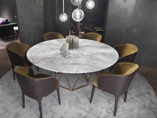 Hochwertiger Marelli Tatlin Marmor Esstisch, Livarea Livarea Minimalist dining room Marble White