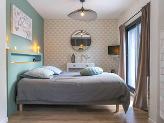 chambre chic et douce, MISS IN SITU Clémence JEANJAN MISS IN SITU Clémence JEANJAN Phòng ngủ phong cách chiết trung Gỗ Green