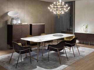 Moderner Marelli Kyoto Marmor Esstisch, Livarea Livarea Minimalist dining room Marble White
