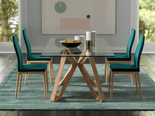 Exklusiver Ozzio Papillon Glastisch, Livarea Livarea Minimalist dining room Solid Wood Beige