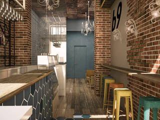 BAR b9 MILANO , Architetto G.Frangione Architetto G.Frangione Pang-industriya na corridors estilo, Pasilyo & Hagdan