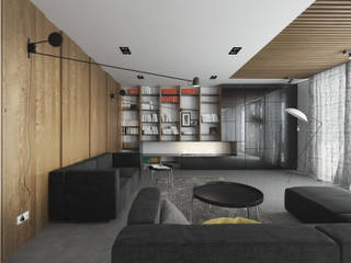 Интерьер частного жилого дома в коттеджном поселке «Мельница», CNTR Architects CNTR Architects Living room