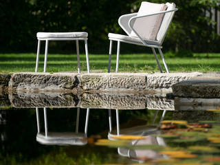 Exklusiver Todus Condor Lounge Sessel, Livarea Livarea Minimalist style garden Iron/Steel White