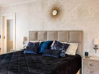 Interior Design for a house near Berlin, CONSCIOUS DESIGN - Interiors by Nicoletta Zarattini CONSCIOUS DESIGN - Interiors by Nicoletta Zarattini Eclectic style bedroom Silver/Gold Blue