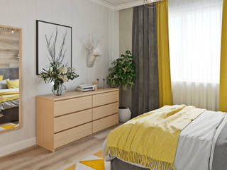 Дизайн двухкомнатной квартиры в скандинавском стиле , Студия дизайна интерьеров Decodiz Студия дизайна интерьеров Decodiz Маленькие спальни