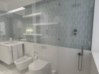 3D Instalação sanitária quartos The Spacealist - Arquitectura e Interiores Modern Bathroom Ceramic remodelação, instalação sanitária, casa-de-banho, revestimento, cerâmicos