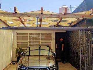 Pérgola Madera + Metal y Malla Sombra, MAESMEX Mallas y Estructuras de México MAESMEX Mallas y Estructuras de México 商业空间 塑木複合材料