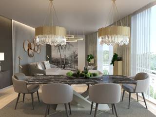 Decoração de sala Open Space - Projeto 3D, Glim - Design de Interiores Glim - Design de Interiores Modern Yemek Odası