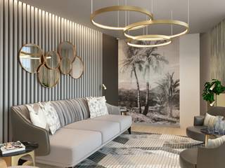 Decoração de sala Open Space - Projeto 3D, Glim - Design de Interiores Glim - Design de Interiores Modern living room