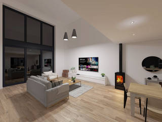 Rénovation d'une grange en maison individuelle , Limage3D Limage3D Phòng khách phong cách Bắc Âu Gỗ Wood effect