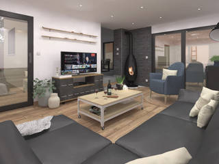 Rénovation d'un salon de maison individuelle , Limage3D Limage3D Modern living room Wood Wood effect