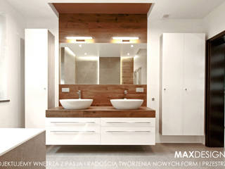 Beton i drewno w łazience, MAXDESIGNER MAXDESIGNER Minimalist style bathrooms Ceramic