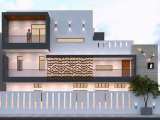 Side View Ravi Prakash Architect Detached home Reinforced concrete White