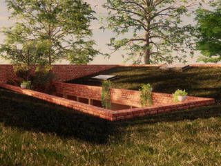 Rooftop Lawn - Solar Courtyard House, Beverley, East Yorkshire Samuel Kendall Associates Limited Taman zen Batu Bata Green Roof, Beverley