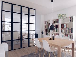 Open Plan Design Flat in North London, The White Interior Design Studio The White Interior Design Studio Dining room