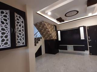 Modern Islamic Interior Design at Chennai, concept Interior by 360 degree Interior team, 360 Degree Interior 360 Degree Interior モダンデザインの リビング 合板（ベニヤ板）